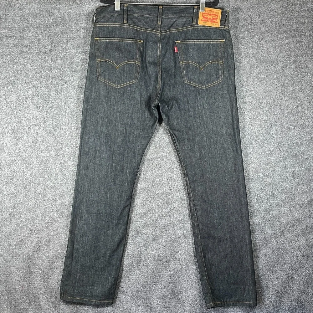 Levis 502 Jeans Dark Wash Tapered 100% Cotton Casual Mens Sze 38x32 #3085